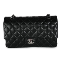 Chanel Black Quilted Lambskin Medium Classic Double Flap Bag Handbag fv