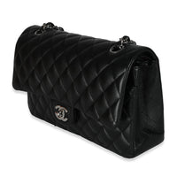 Chanel Black Quilted Lambskin Medium Classic Double Flap Bag Handbag pv