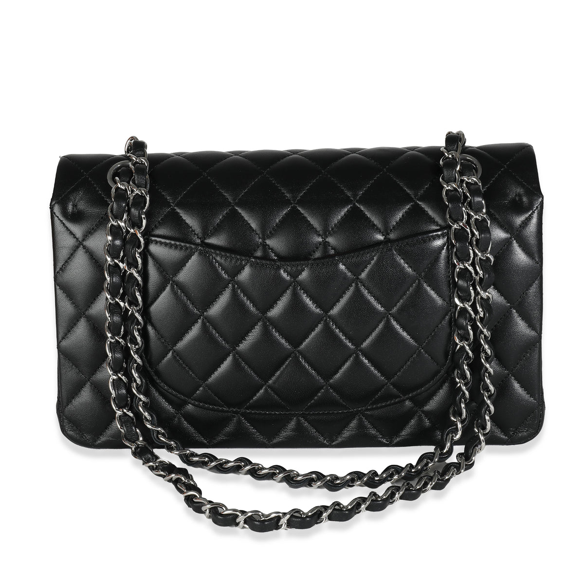 Chanel Black Quilted Lambskin Medium Classic Double Flap Bag Handbag stamp