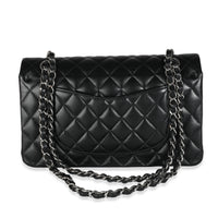 Chanel Black Quilted Lambskin Medium Classic Double Flap Bag Handbag stamp