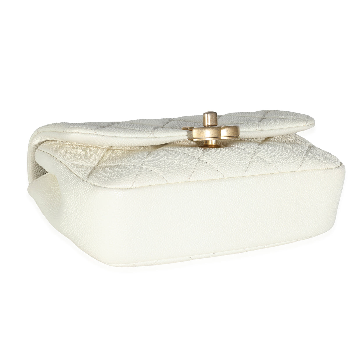Chanel White Quilted Caviar Chain Melody Waist Belt Bag Handbag bv
