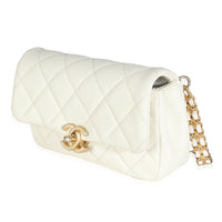 Chanel White Quilted Caviar Chain Melody Waist Belt Bag Handbag 2