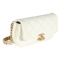 Chanel White Quilted Caviar Chain Melody Waist Belt Bag Handbag pv