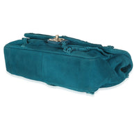Chanel Teal Suede Goatskin Diamond Fringe Medium Flap Bag Handbag clasp