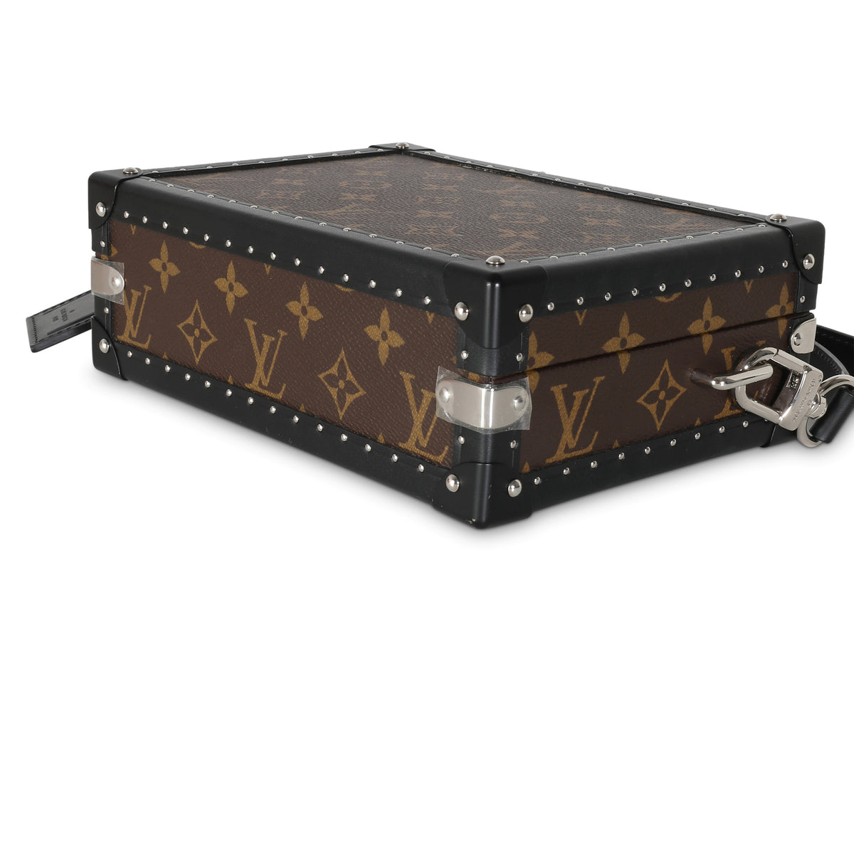 Louis Vuitton Monogram Macassar Canvas Clutch Box Handbag clasp