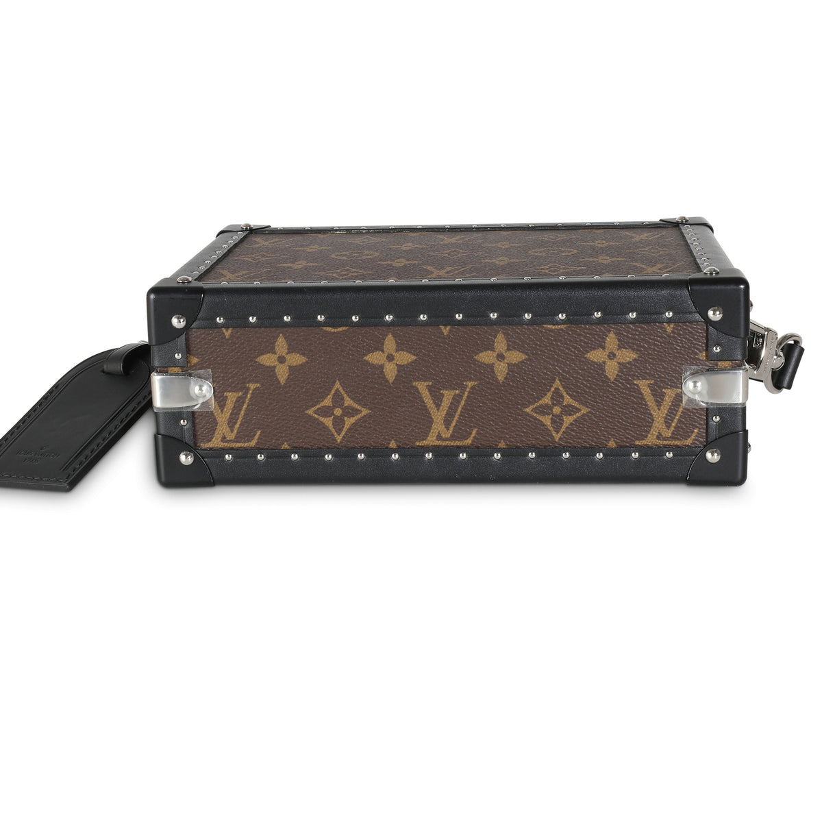 Louis Vuitton Monogram Macassar Canvas Clutch Box Handbag stamp