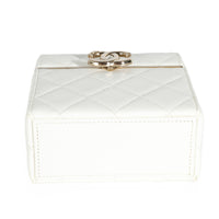 Chanel 22P White Quilted Lambskin Mini Box Clutch Handbag stamp