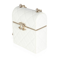 Chanel 22P White Quilted Lambskin Mini Box Clutch Handbag sv