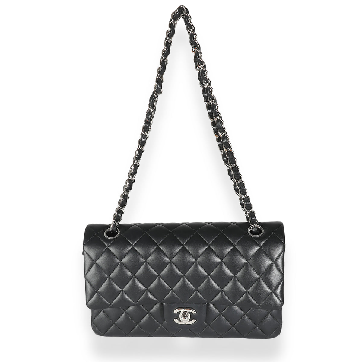 Chanel Black Quilted Lambskin Medium Classic Double Flap Bag Handbag av