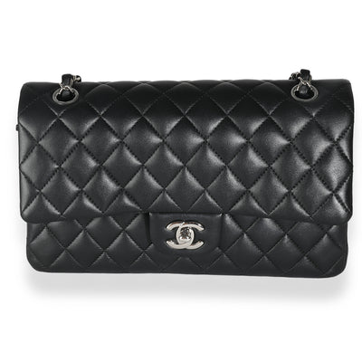 Chanel Black Quilted Lambskin Medium Classic Double Flap Bag Handbag fv
