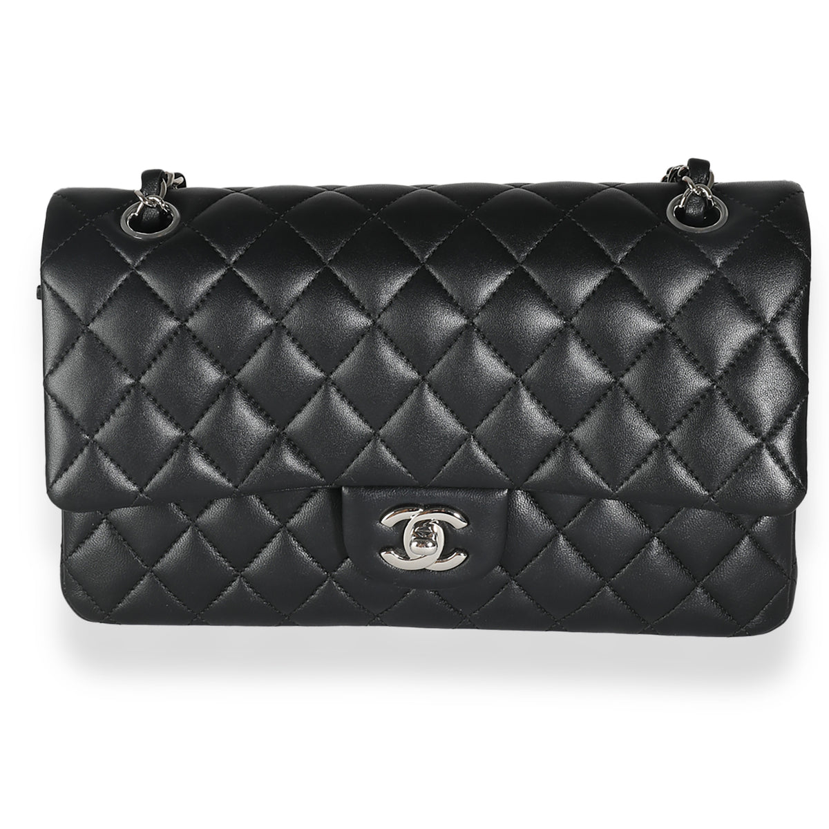 Chanel Black Quilted Lambskin Medium Classic Double Flap Bag Handbag fv
