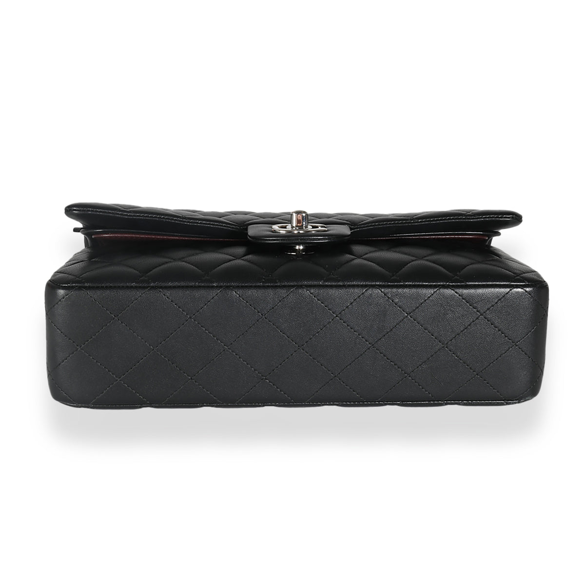 Chanel Black Quilted Lambskin Medium Classic Double Flap Bag Handbag stamp
