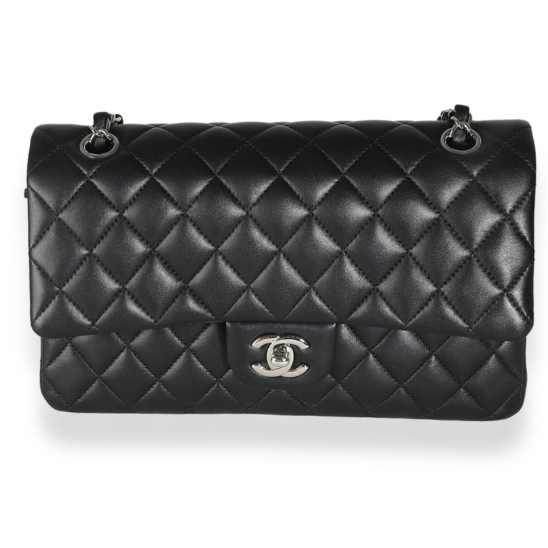 Chanel Black Quilted Lambskin Medium Classic Double Flap Bag Handbag