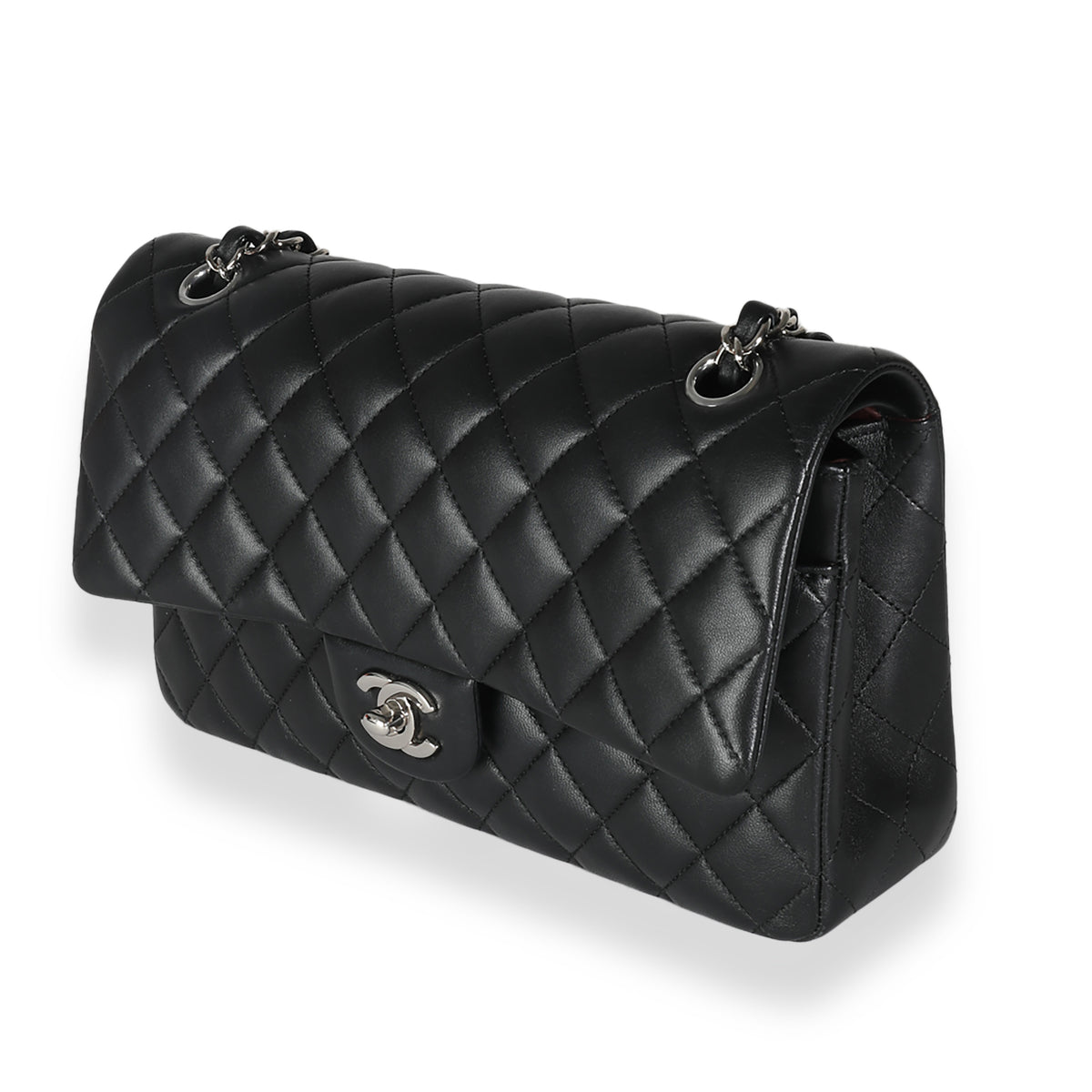 Chanel Black Quilted Lambskin Medium Classic Double Flap Bag Handbag