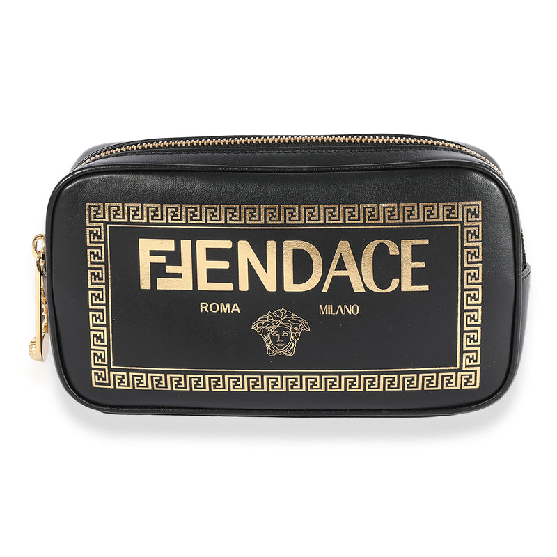 Fendi x Versace Fendace Black Logo Print Camera Case Handbag fv