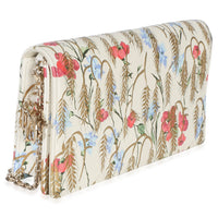 Christian Dior Cream Multicolor Calfskin Hibiscus Clutch With Chain Handbag 4