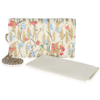 Christian Dior Cream Multicolor Calfskin Hibiscus Clutch With Chain Handbag fv
