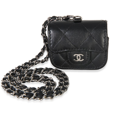 Chanel Black Quilted Lambskin Airpods Pro Case With Chain id