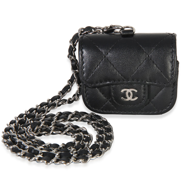 Chanel Black Quilted Lambskin Airpods Pro Case With Chain id