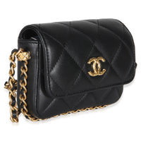 Chanel Black Quilted Lambskin CC Mini Clutch With Chain Handbag 3