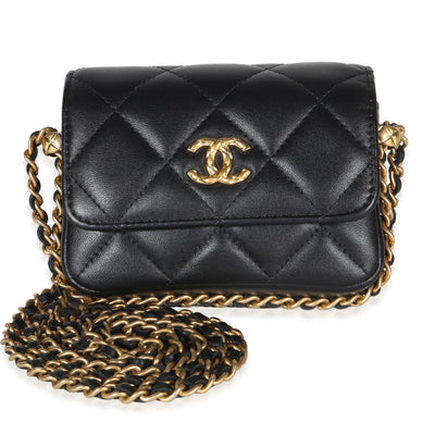 Chanel Black Quilted Lambskin CC Mini Clutch With Chain Handbag id