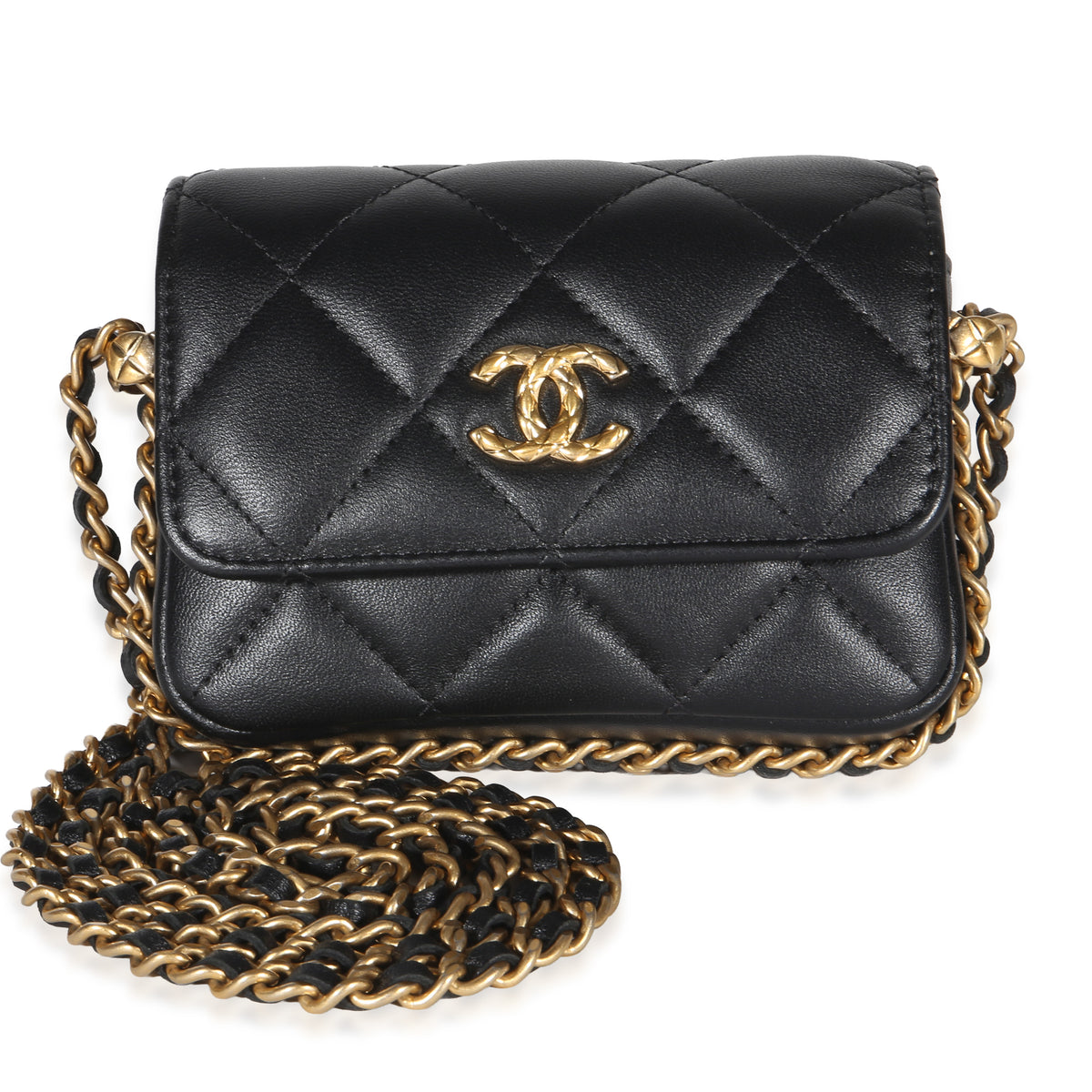 Chanel Black Quilted Lambskin CC Mini Clutch With Chain Handbag id
