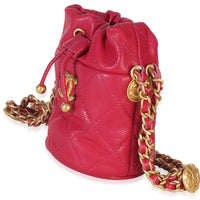 Chanel Fuchsia Quilted Caviar Twist Your Buttons Mini Bucket Bag Handbag 2