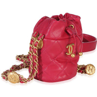Chanel Fuchsia Quilted Caviar Twist Your Buttons Mini Bucket Bag Handbag 3