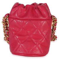 Chanel Fuchsia Quilted Caviar Twist Your Buttons Mini Bucket Bag Handbag 4