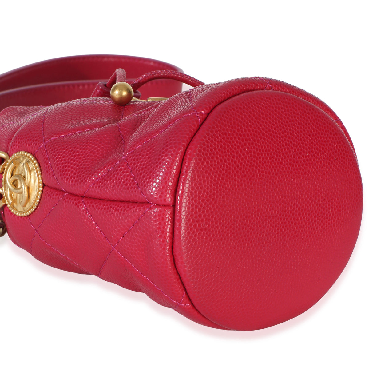 Chanel Fuchsia Quilted Caviar Twist Your Buttons Mini Bucket Bag Handbag 7