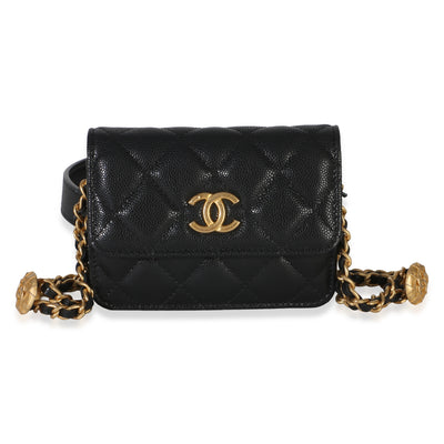Chanel Black Quilted Caviar Twist Your Buttons Coin Purse With Chain Handbag id