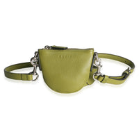 Gucci Olive Green Pebbled Calfskin Mini B Shoulder Pouch Handbag 2