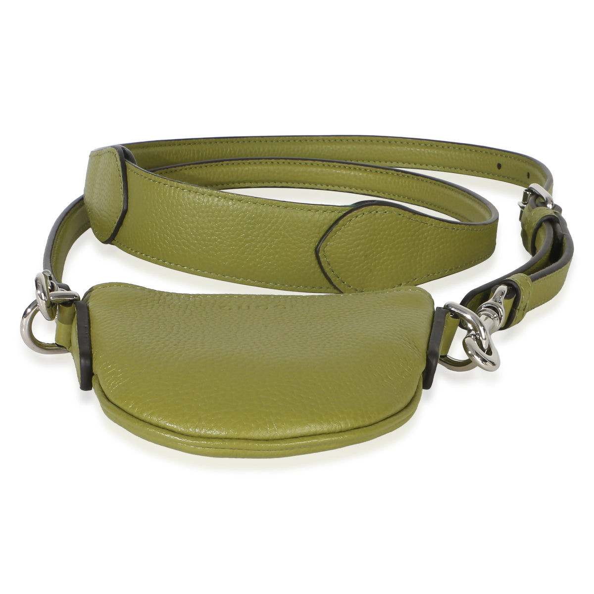 Gucci Olive Green Pebbled Calfskin Mini B Shoulder Pouch Handbag 5
