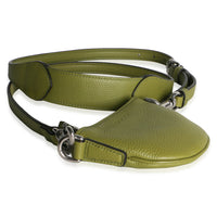 Gucci Olive Green Pebbled Calfskin Mini B Shoulder Pouch Handbag 7