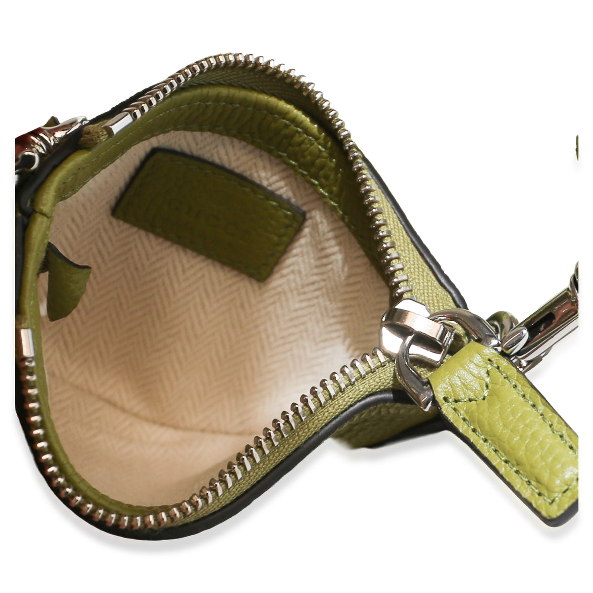 Gucci Olive Green Pebbled Calfskin Mini B Shoulder Pouch Handbag 8