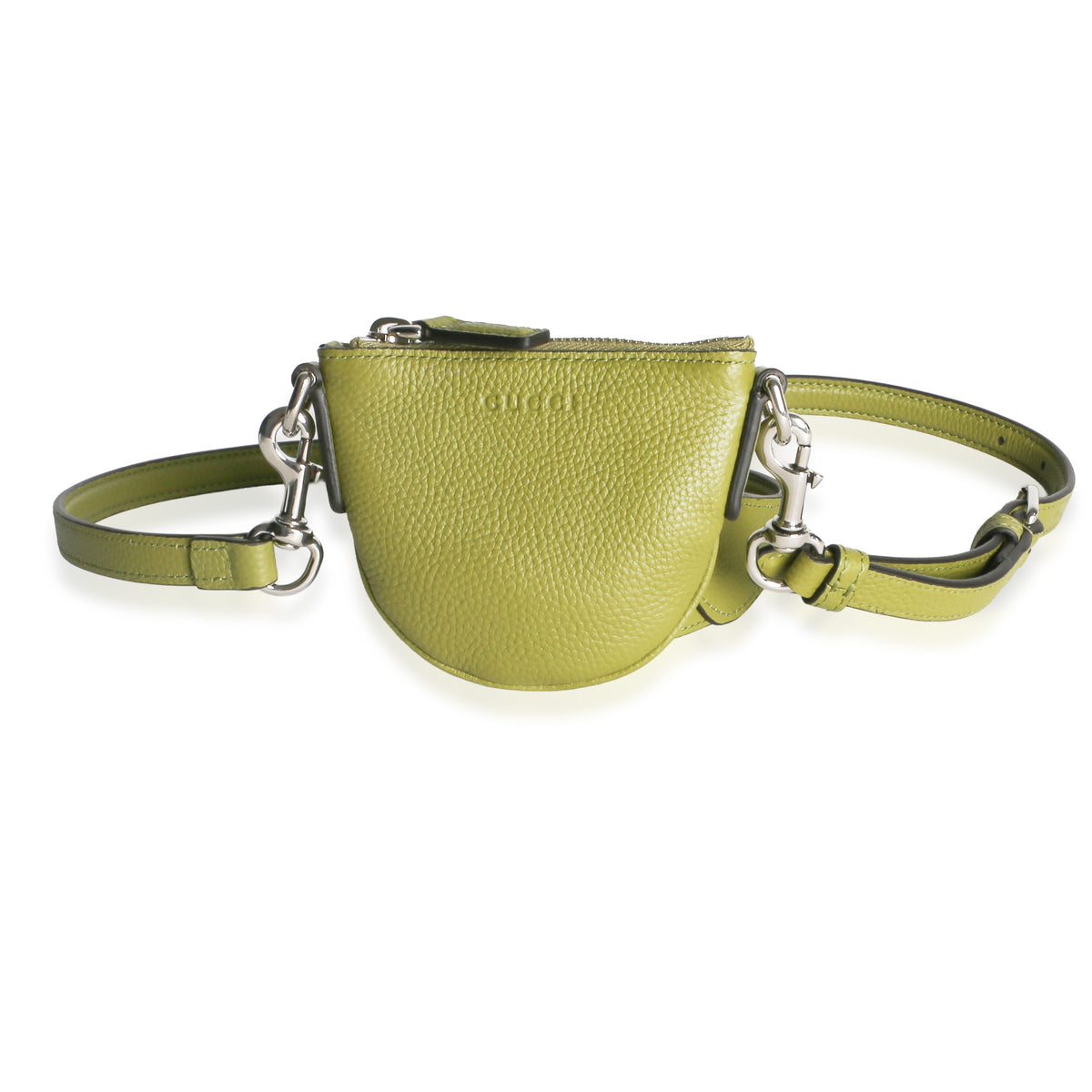 Gucci Olive Green Pebbled Calfskin Mini B Shoulder Pouch Handbag id