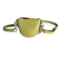Gucci Olive Green Pebbled Calfskin Mini B Shoulder Pouch Handbag id