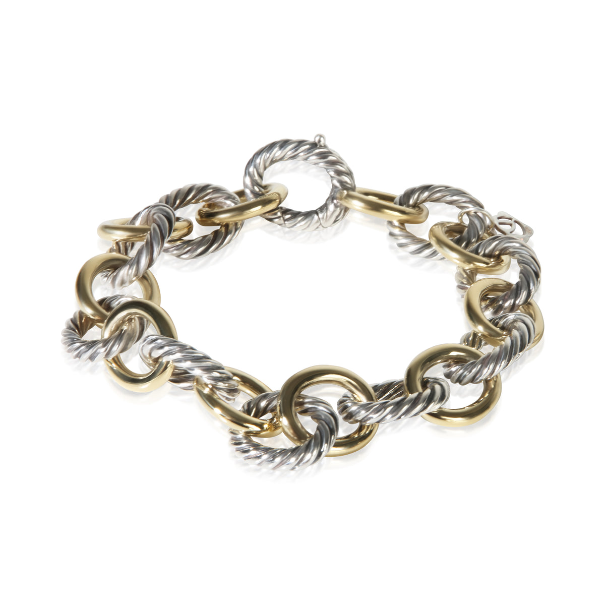 David Yurman 1/4 18K Yellow Gold & Sterling Silver Oval Link Bracelet 2