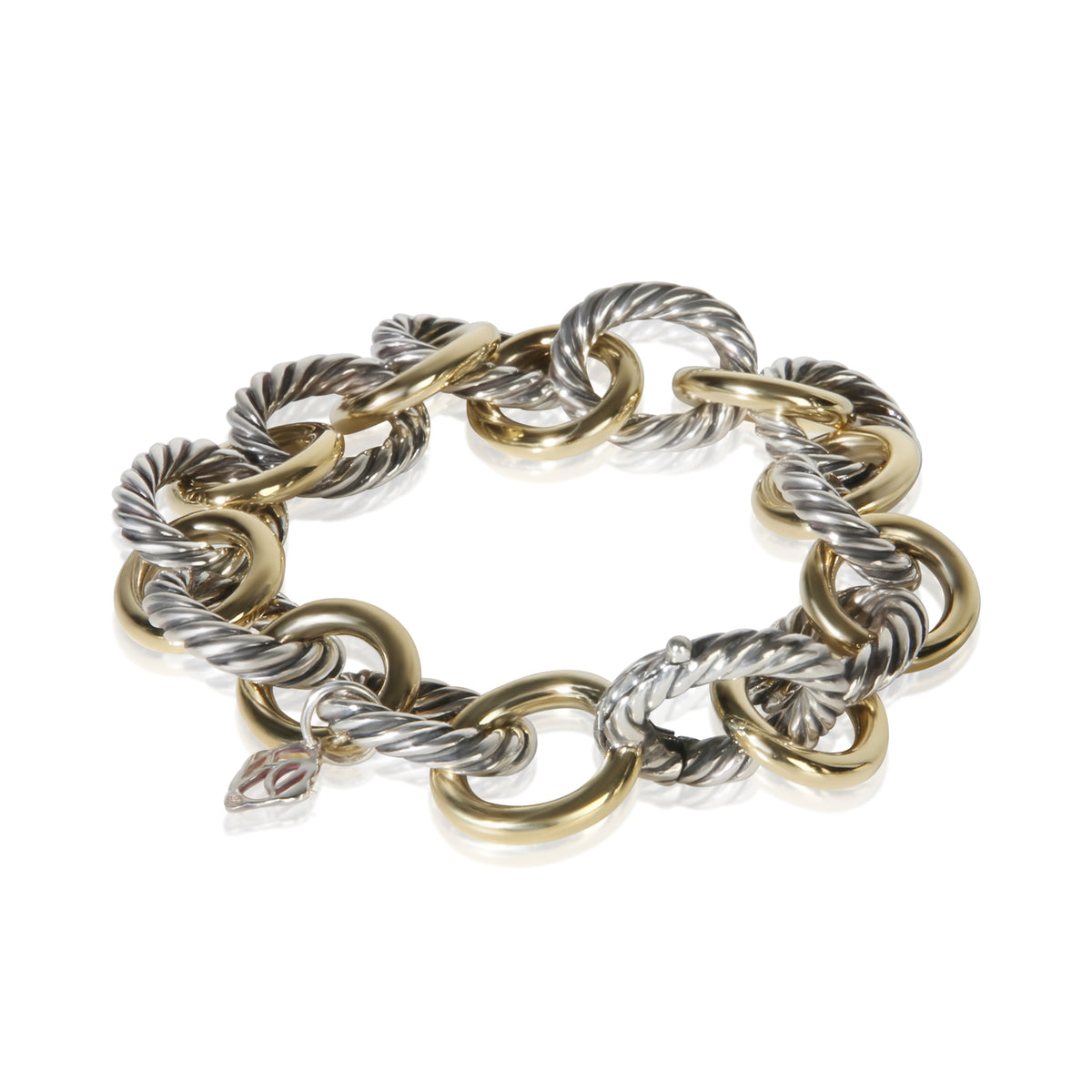 David Yurman 1/4 18K Yellow Gold & Sterling Silver Oval Link Bracelet 3