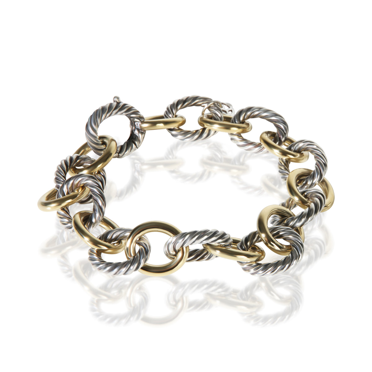 David Yurman 1/4 18K Yellow Gold & Sterling Silver Oval Link Bracelet fv