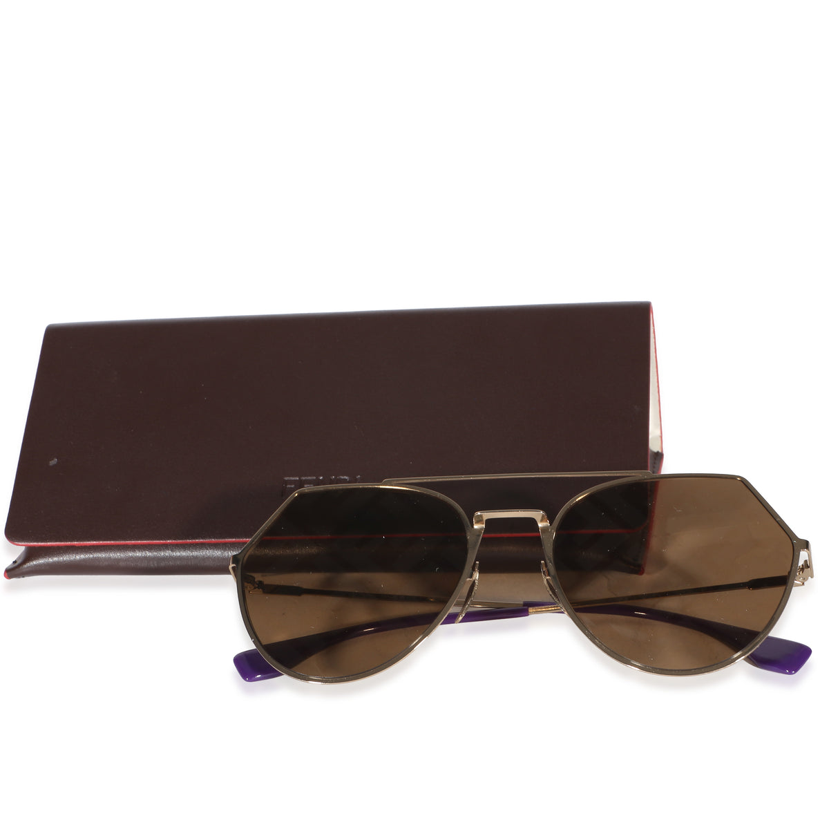 Fendi Gold FF Zucca Purple Eyeline Aviator Sunglasses id