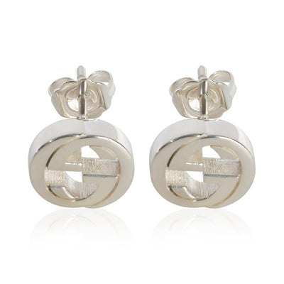 Gucci Sterling Silver Interlocking G Earrings fv