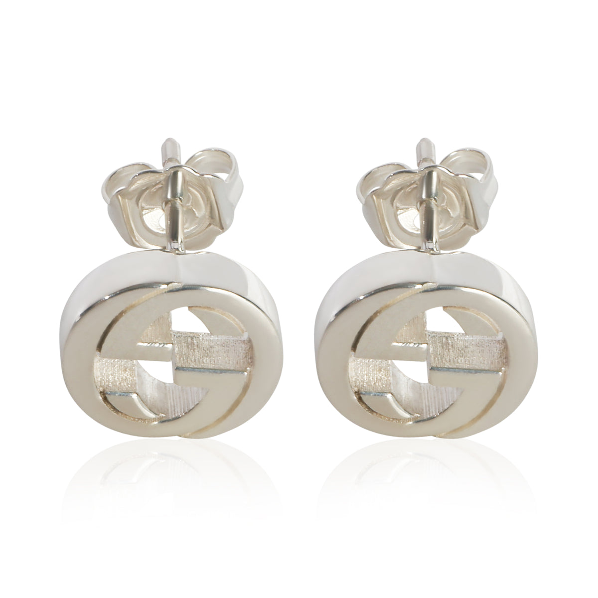 Gucci Sterling Silver Interlocking G Earrings fv