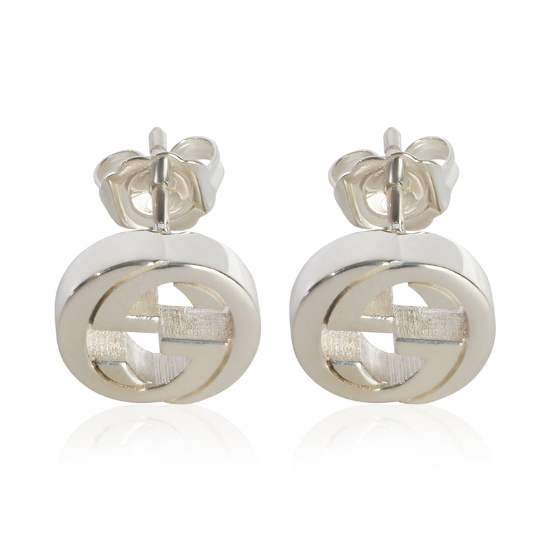 Gucci Sterling Silver Interlocking G Earrings fv