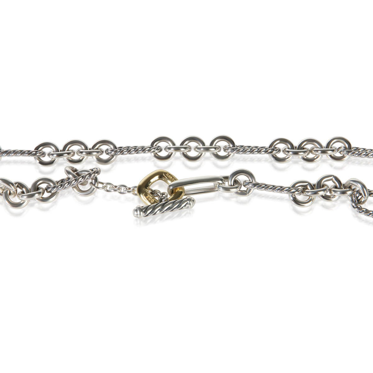 David Yurman Yellow Gold & Sterling Silver Figaro Link Necklace 2