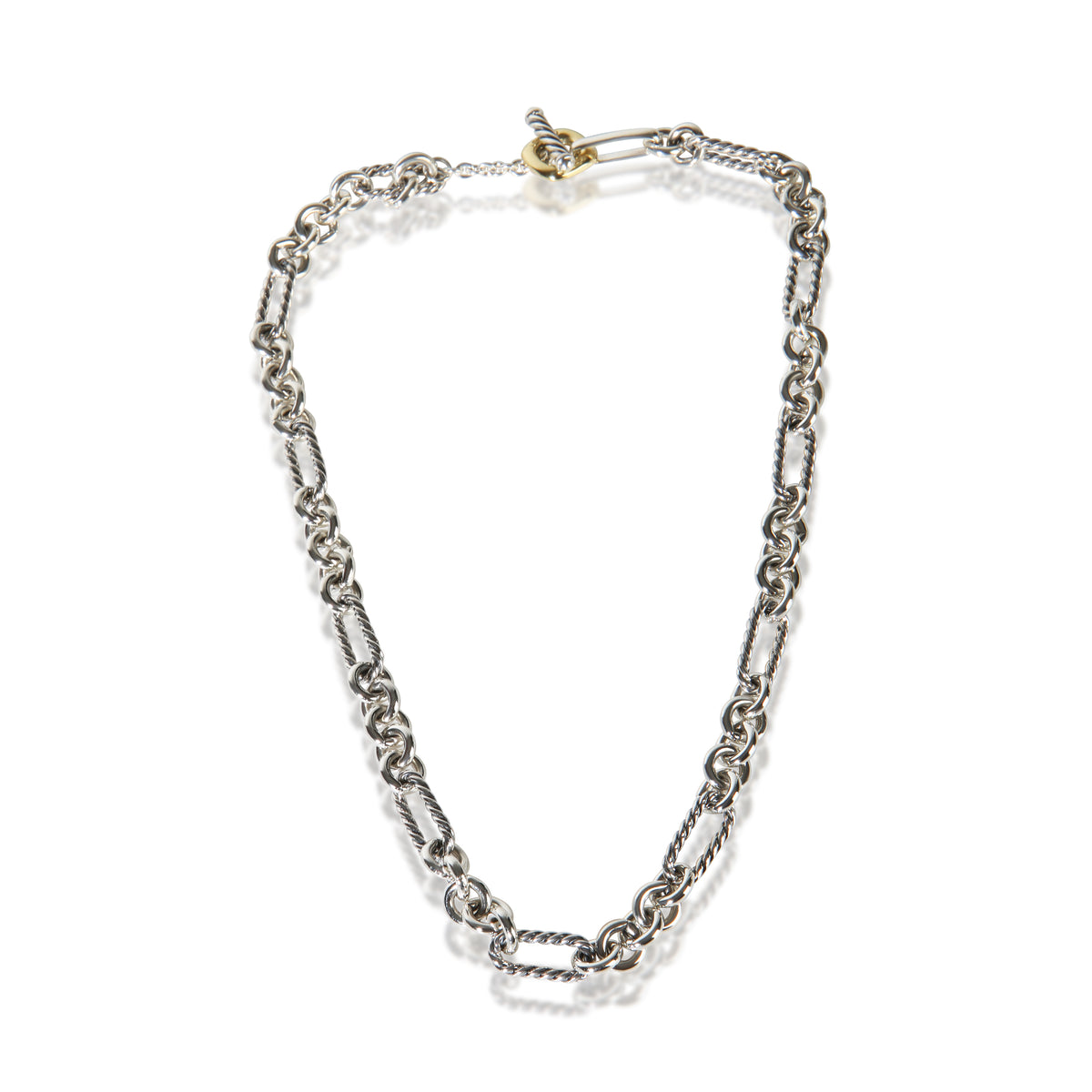 David Yurman Yellow Gold & Sterling Silver Figaro Link Necklace 3