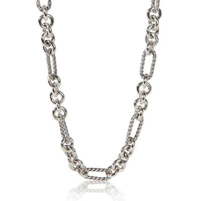 David Yurman Yellow Gold & Sterling Silver Figaro Link Necklace fv