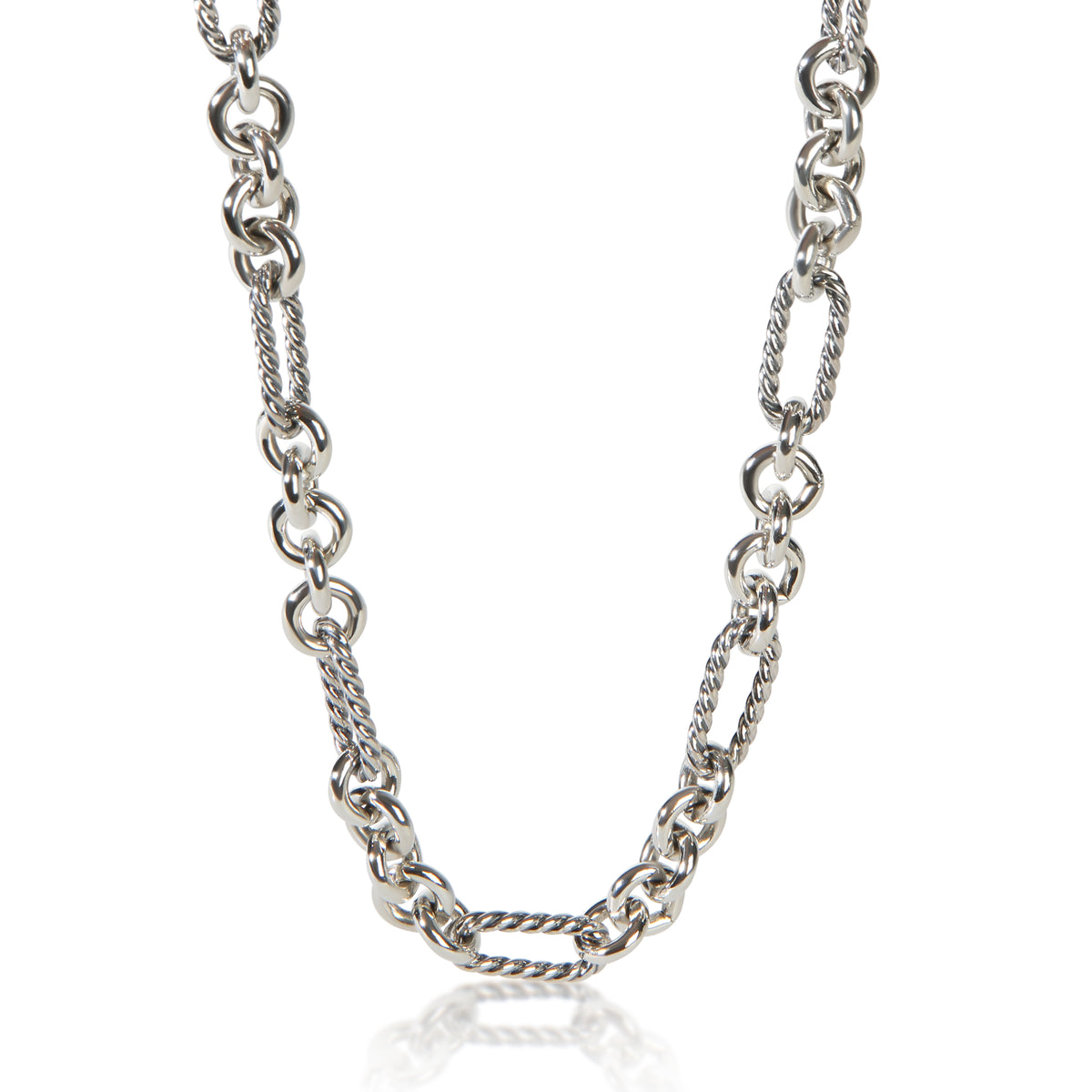 David Yurman Yellow Gold & Sterling Silver Figaro Link Necklace fv