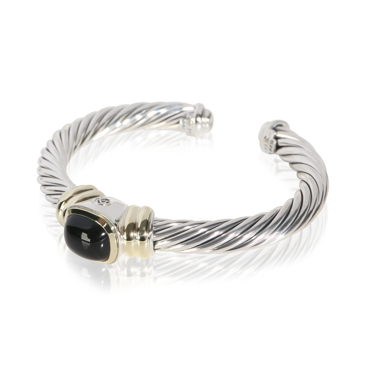 David Yurman Yellow Gold & Sterling Silver Onyx Noblesse Bracelet 2
