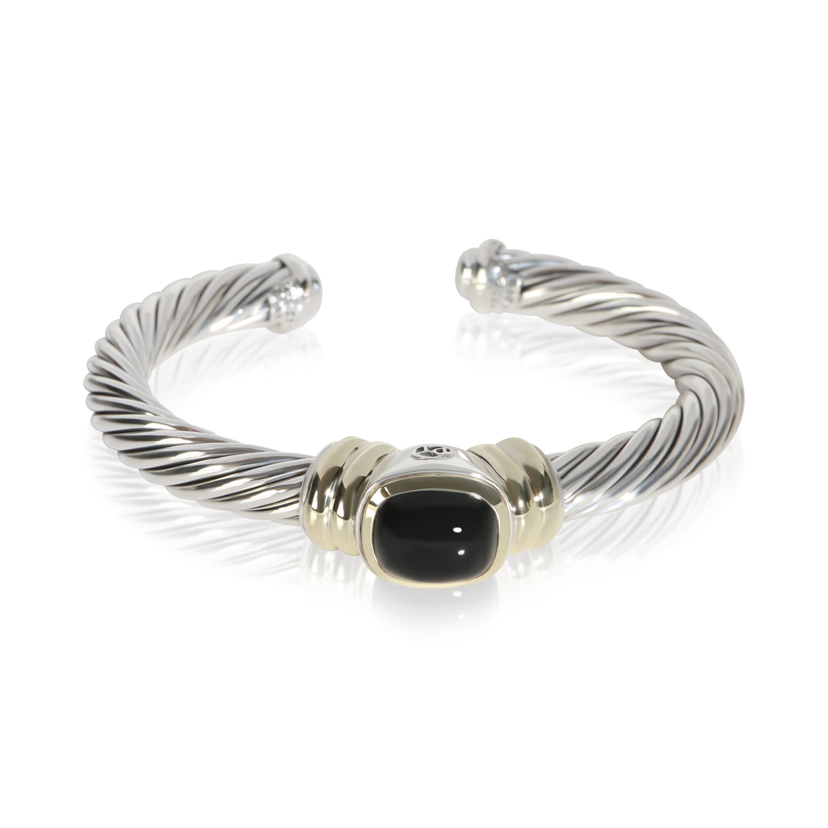David Yurman Yellow Gold & Sterling Silver Onyx Noblesse Bracelet fv
